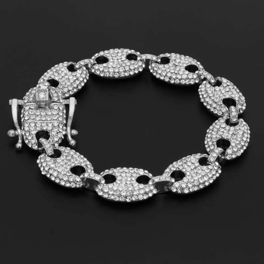 Gold Plated Crystals Hip Hop Bracelet